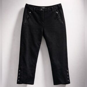 MaxMara Weekend Denim Pedal Pushers, Grommet Hem, zip/flap pockets, Black, 6